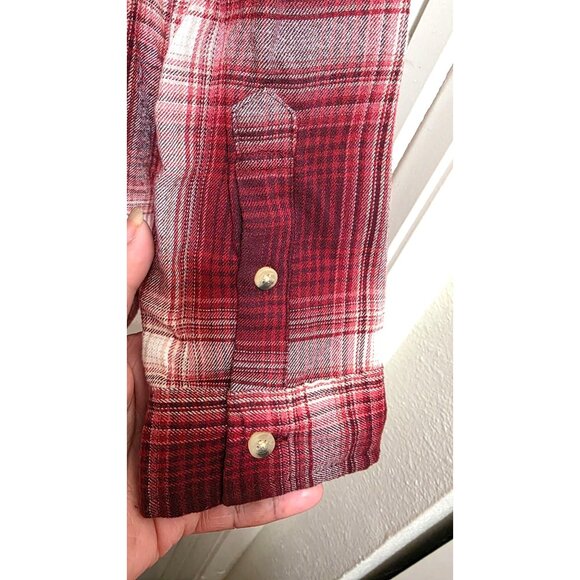 Jachs Girlfriend Women's Red Plaid Button-Up Shirt Size L Long Sleeve Soft - Picture 4 of 8